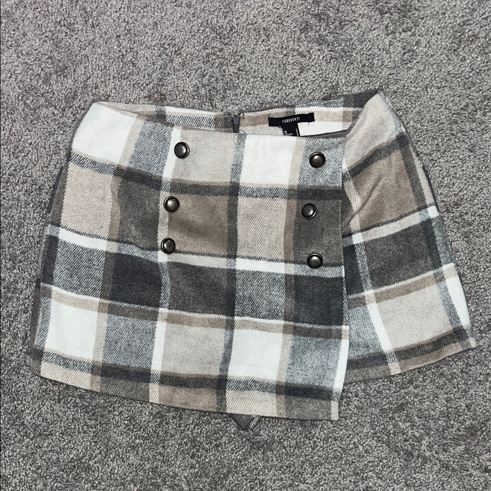Forever 21 Checkered Mini Skirt - Black, White, Brown